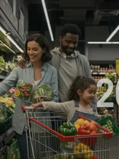 Family shopping for groceries, symbolizing SNAP benefits in 2026