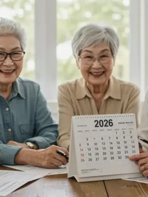 Group of seniors reviewing 2026 Social Security benefits documents