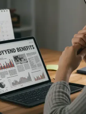 Person reviewing Unemployment Benefits Update 2026 information on a tablet.