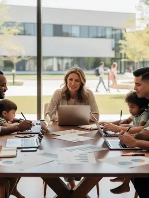 Parents discussing 529 plans for college savings