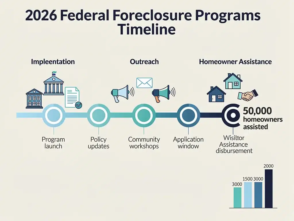 Timeline illustrating implementation phases of 2026 federal foreclosure programs