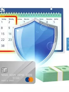 Protective shield over credit card and money, symbolizing new consumer protection laws.
