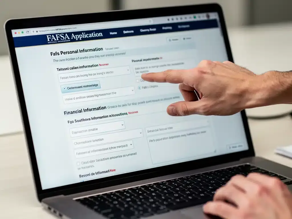 Online FAFSA application form on a computer screen