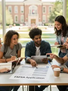Students discussing new FAFSA process changes for federal student aid