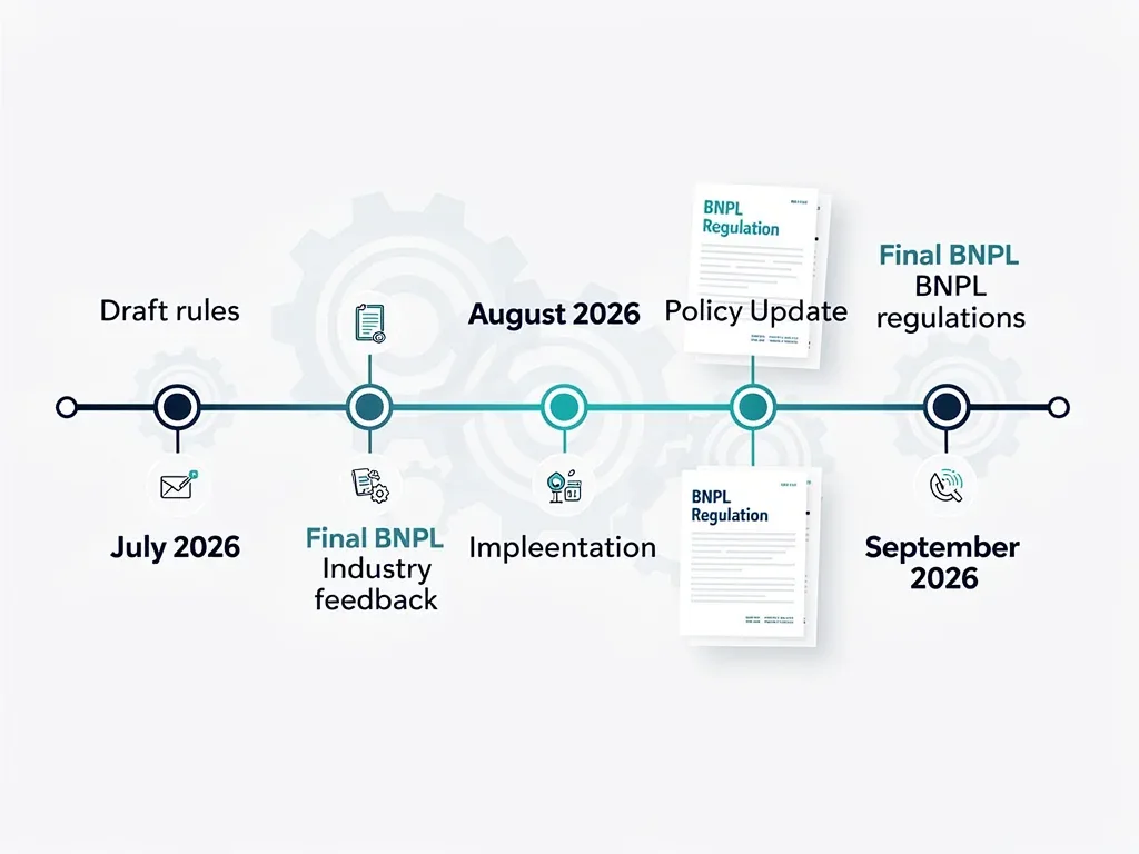 Timeline showing BNPL regulation implementation in Q3 2026