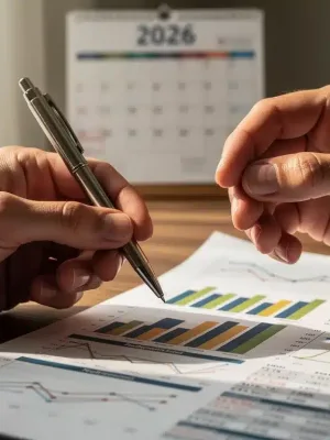 Hands reviewing financial documents for 2026 retirement planning