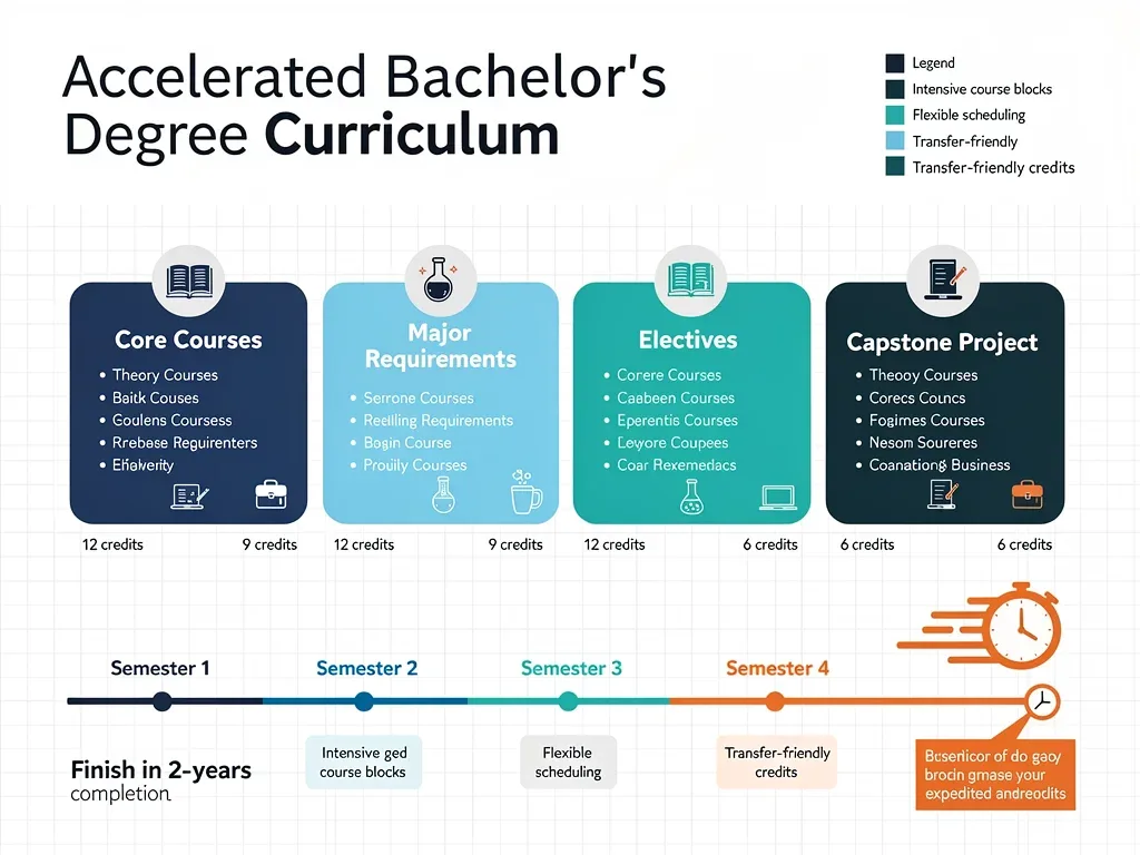Infographic detailing modular curriculum structure of accelerated degrees