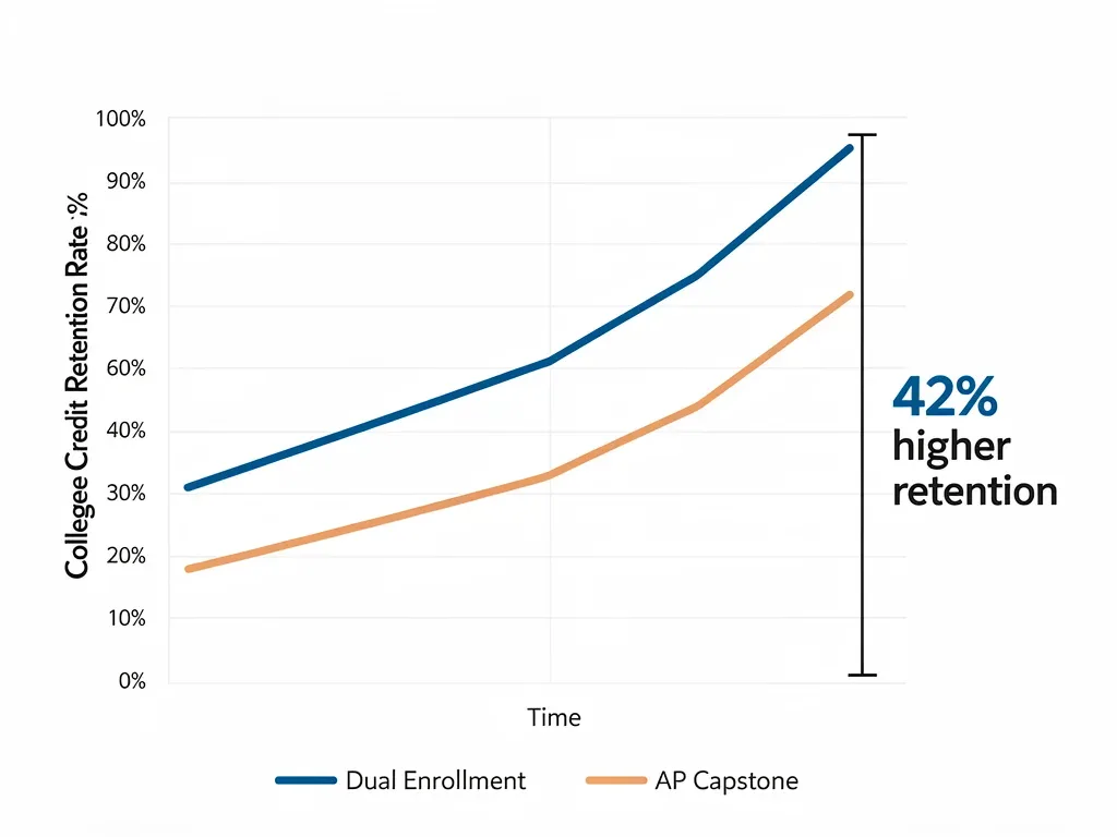 Graph showing 42% higher college credit retention in Dual Enrollment