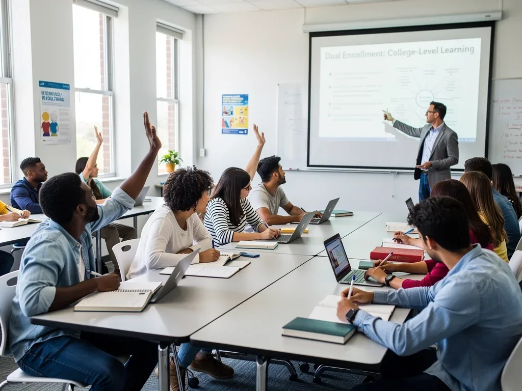 High school students in a Dual Enrollment college classroom setting