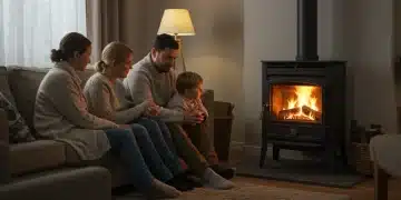 Family staying warm at home with reduced utility bills