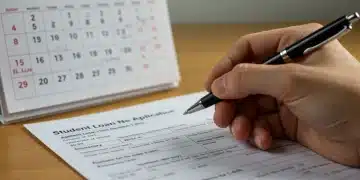 Student filling out loan forgiveness application form with 2026 calendar visible