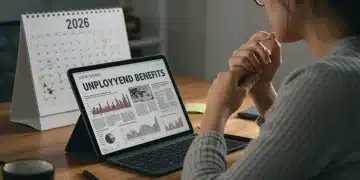 Person reviewing Unemployment Benefits Update 2026 information on a tablet.