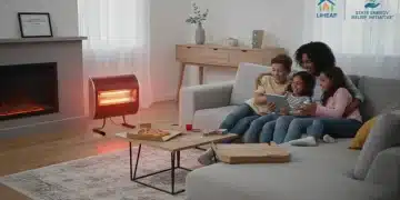 Family staying warm at home with energy assistance
