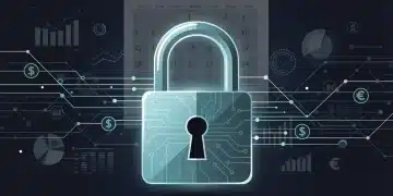 Digital padlock protecting financial data network with 2026 calendar