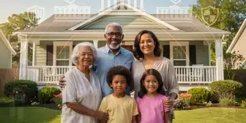 Family smiling in front of their home, symbolizing federal foreclosure prevention aid